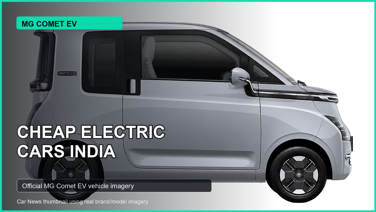 Cheap Electric Cars India thumbnail using real MG Comet EV vehicle imagery