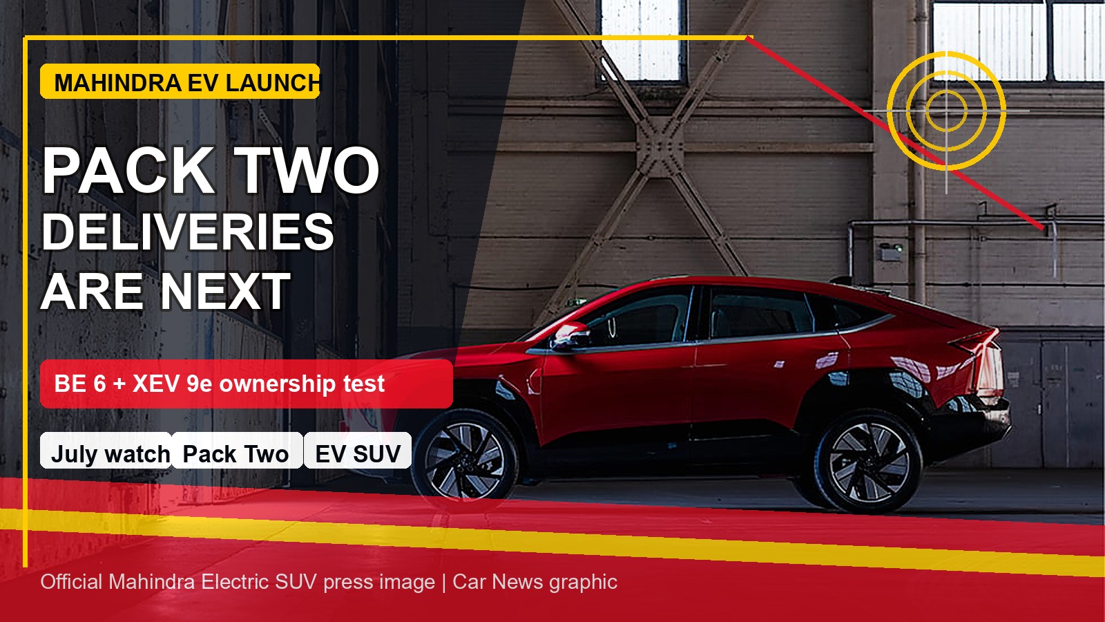 Mahindra EV Launch thumbnail showing BE 6 and XEV 9e Pack Two delivery watch graphic