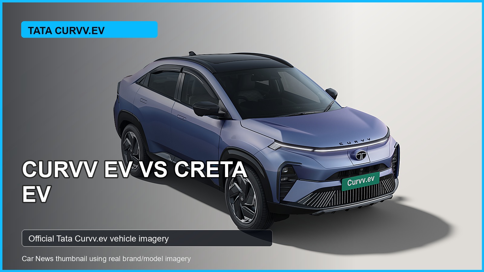 Tata Curvv EV vs Creta EV thumbnail using real Tata Curvv.ev vehicle imagery