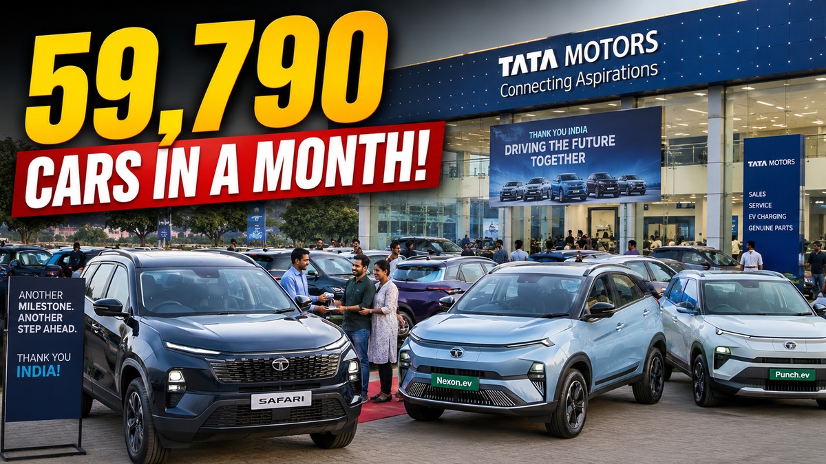Tata Motors May 2026 sales headline image showing 59,790 cars in a month