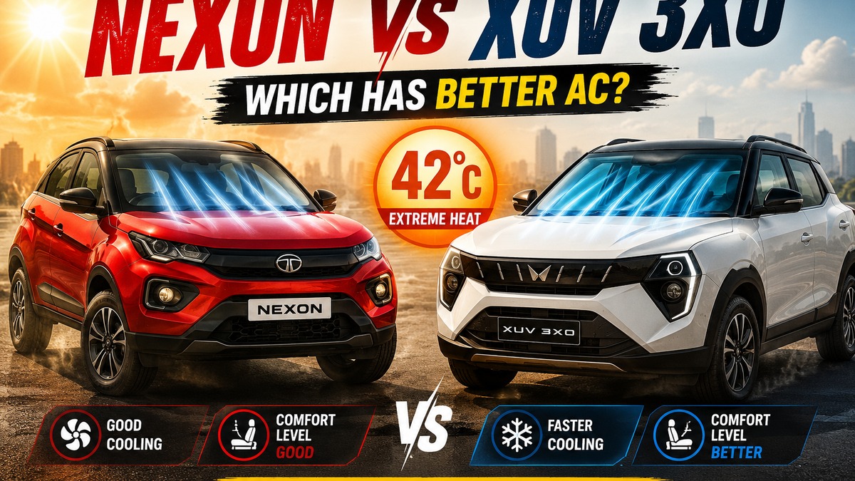 Tata Nexon vs Mahindra XUV 3XO AC cooling comparison in 42 degree heat