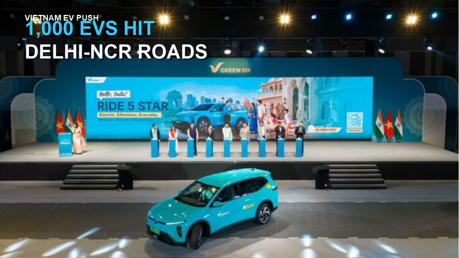 Vietnam’s Green SM Launches Electric Limo Taxi Service in Delhi-NCR with 1,000 EVs featured image using relevant official media